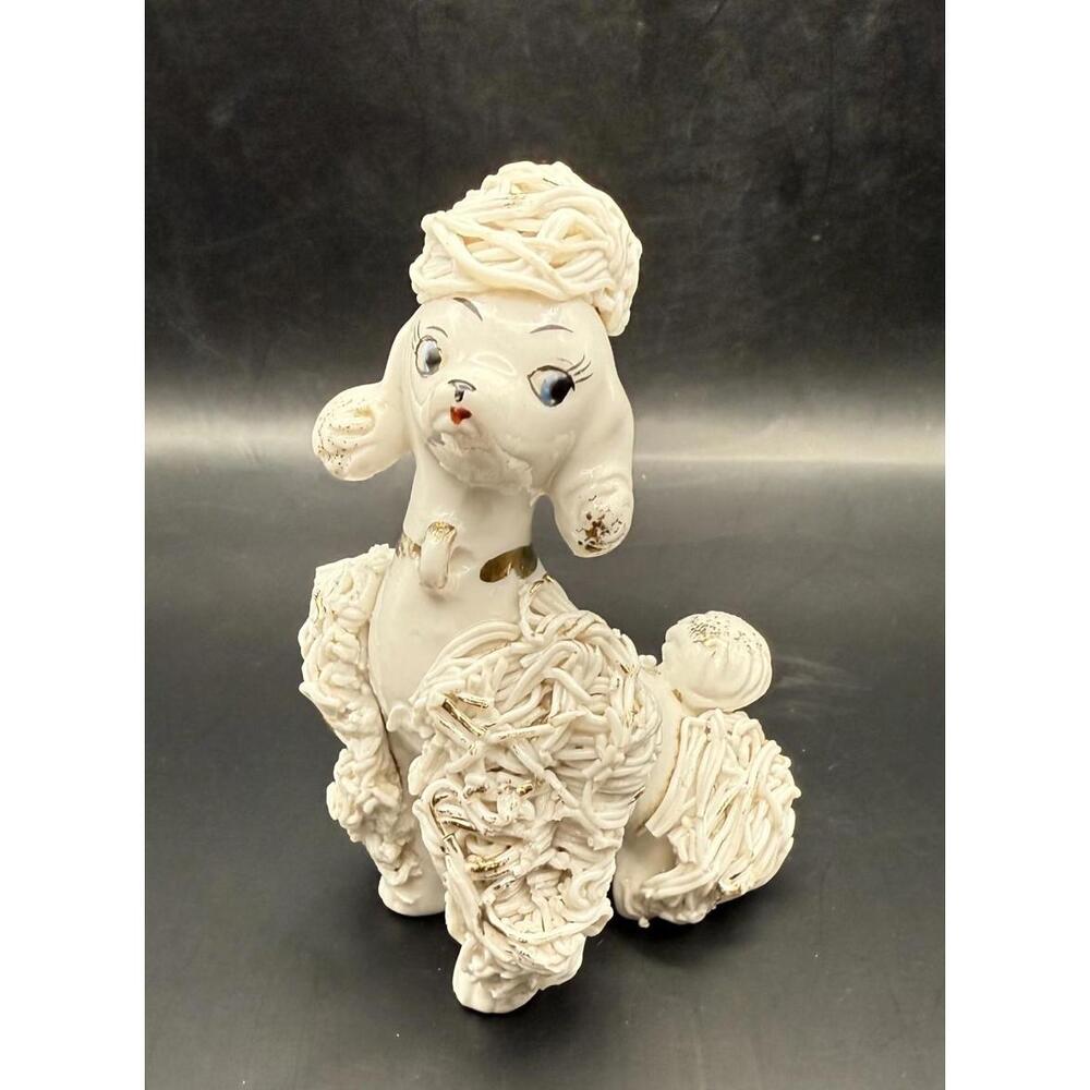 Vintage Porcelain Spaghetti Poodle with Gold Trim, 1950's